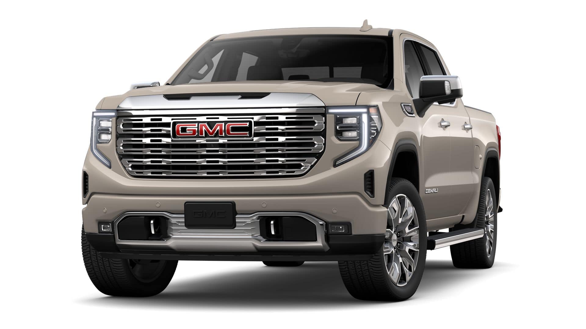 2026 GMC Sierra 1500 Denali in Coastal Dune — front three-quarter view